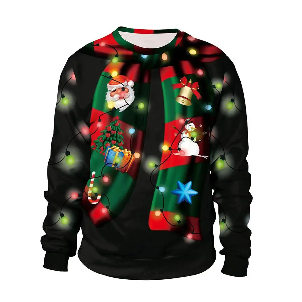 

Christmas Sweaters Unisex 2021 Casual Pullovers Tops Oversized Xmas Jumper 3D Print Holiday Festival Ugly Sweatshirts Clothes