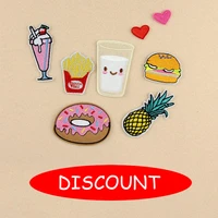 8pcsset embroidery patch french fries hamburger pineapple doughnut milk heart diy sticker for bag hat clothes patches for drop