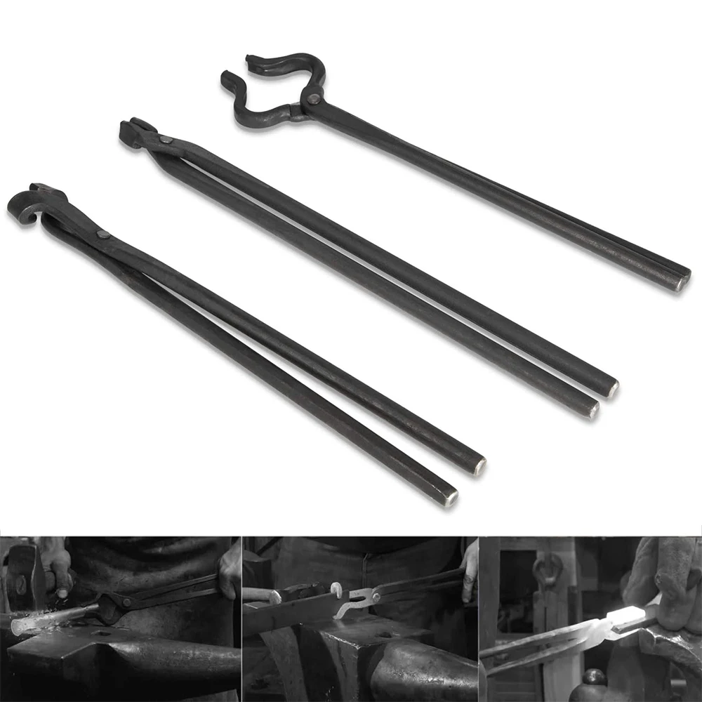 

Chuang Qian Knife Making Tongs Set Tools Assembled Knife Making Blacksmith Bladesmith Anvil Forge-3PCs