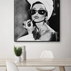 Черно-белое фото, Картина на холсте Одри Хепберн, скандинавские постеры и искусство для гостиной, украшение для стен