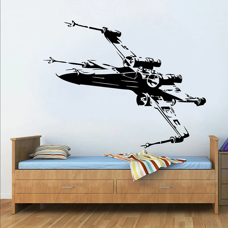 

Cartoon Pattern Spacecraft X-Wing Wall Sticker Vinyl Home Decor Child's Room Boys Bedroom Playroom Nursery Wall Decal Mural S265