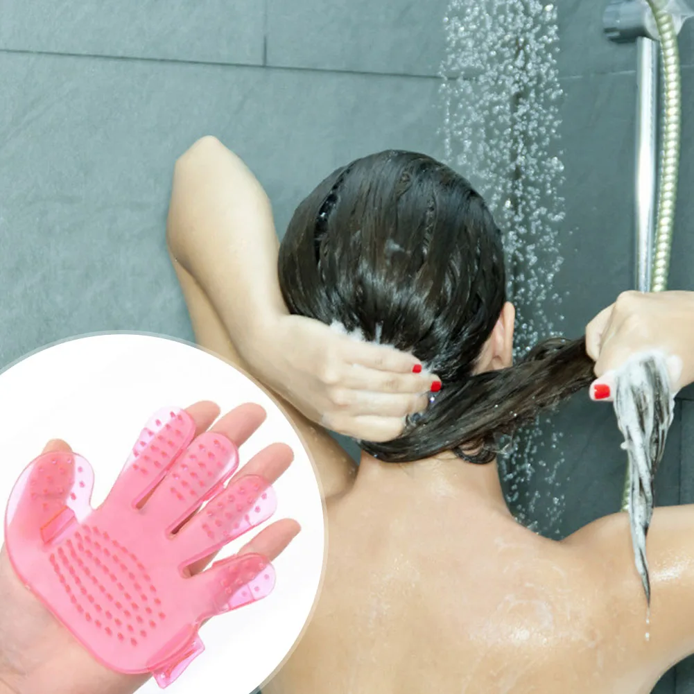 

Transparent Five Fingers Brush Soft Scalp Massage Brush Body Bath Brush