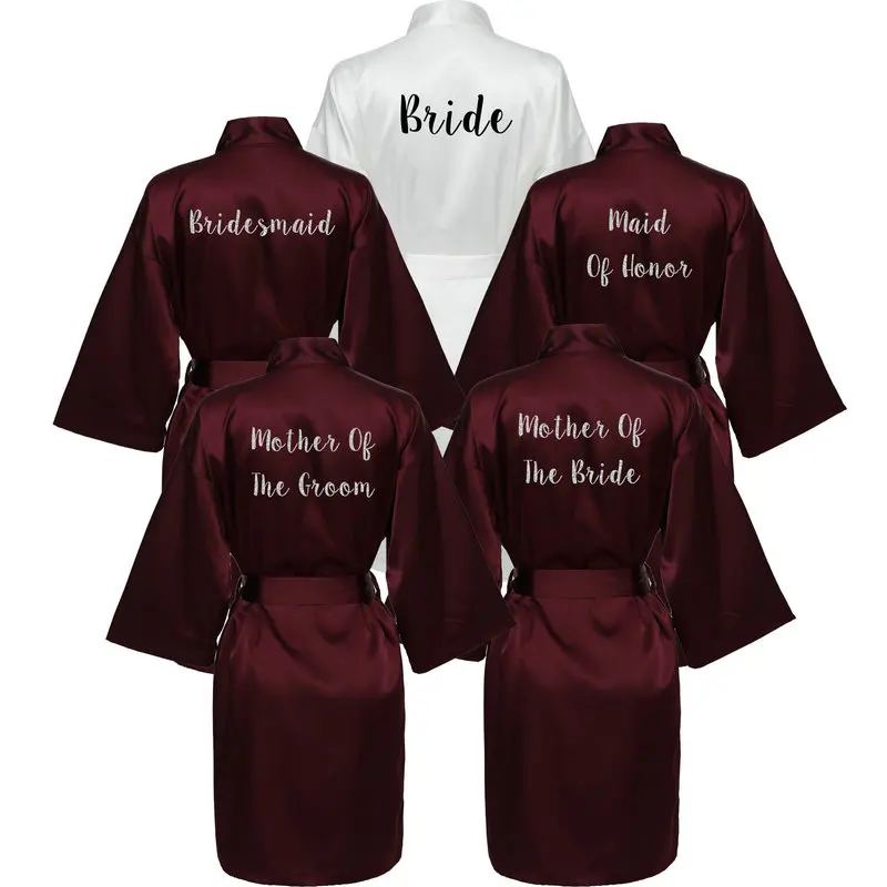 YUXINBRIDAL, красное вино, новинка, халат для невесты, подружки невесты, халат для мамы, сестры невесты, свадебный подарок, кимоно, атласные халаты 001
