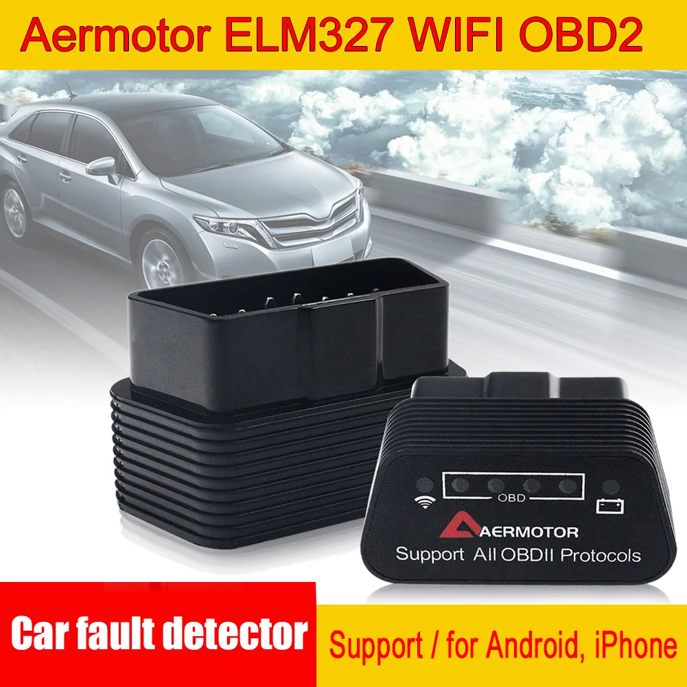 Черный аэромотор ELM327 WIFI OBD2 с поддержкой Android детектор неисправностей автомобиля