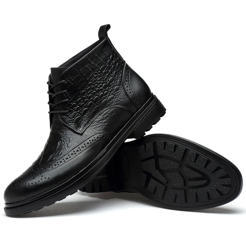 Роскошные мужские ботинки из коровьей кожи размера плюс броги с узором