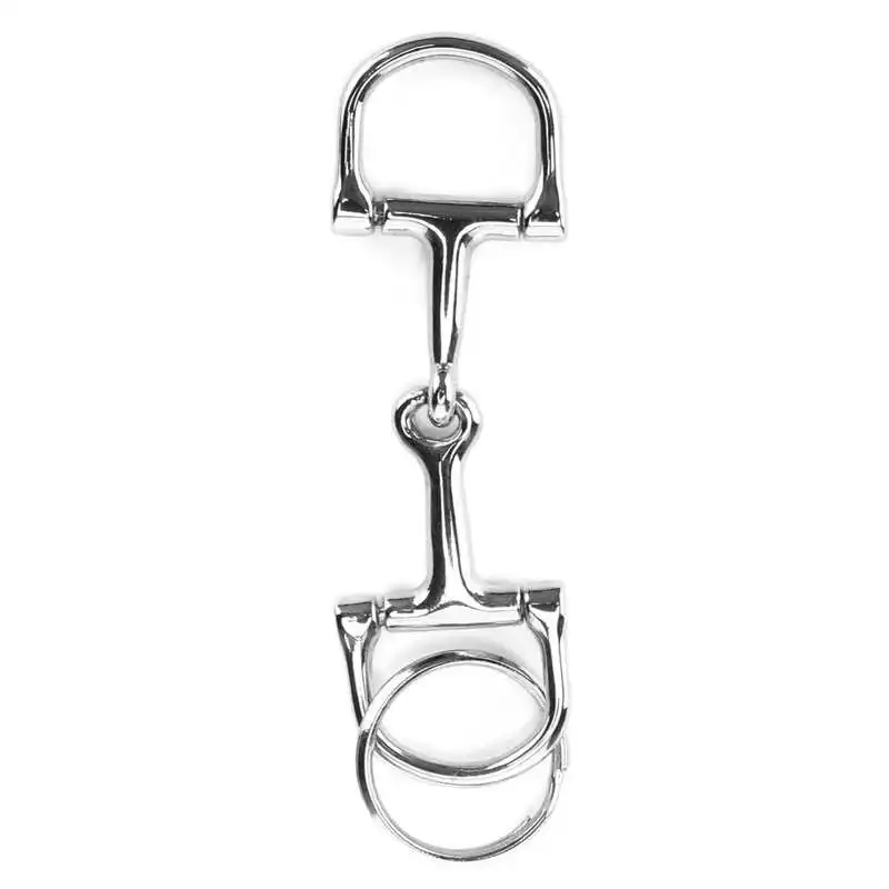 

D-Shaped Snaffle Keychain Durable Silver D Zine-Alloy Horse Snaffle Bits Key Farm Animal Chicken Feeder