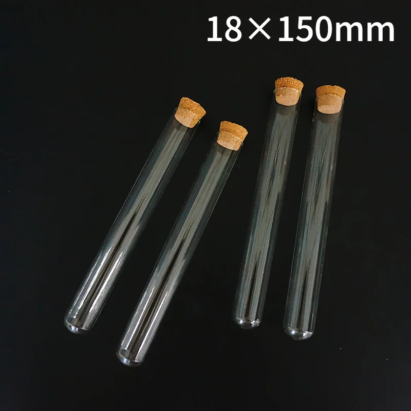 Tubo de Ensaio de Vidro com Fundo Tubo de Análise com Rolha para Experimento de Laboratório Redondo de 18x150mm Escolar