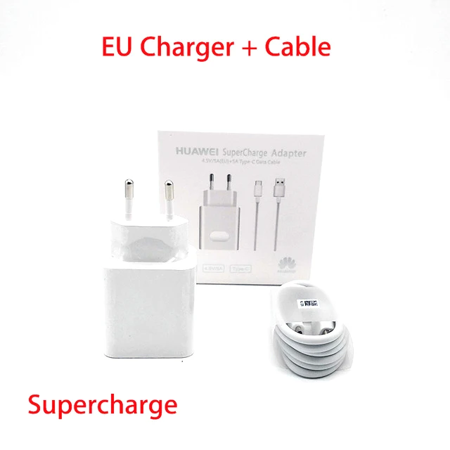 Huawei Оригинальное быстрое зарядное устройство mate 20 Pro P20 mate 9 10 Supercharge Быстрый дорожный настенный адаптер 4.5v5a/5v4. 5a type-c 3,0 Usb кабель - Тип штекера: EU charger and cable