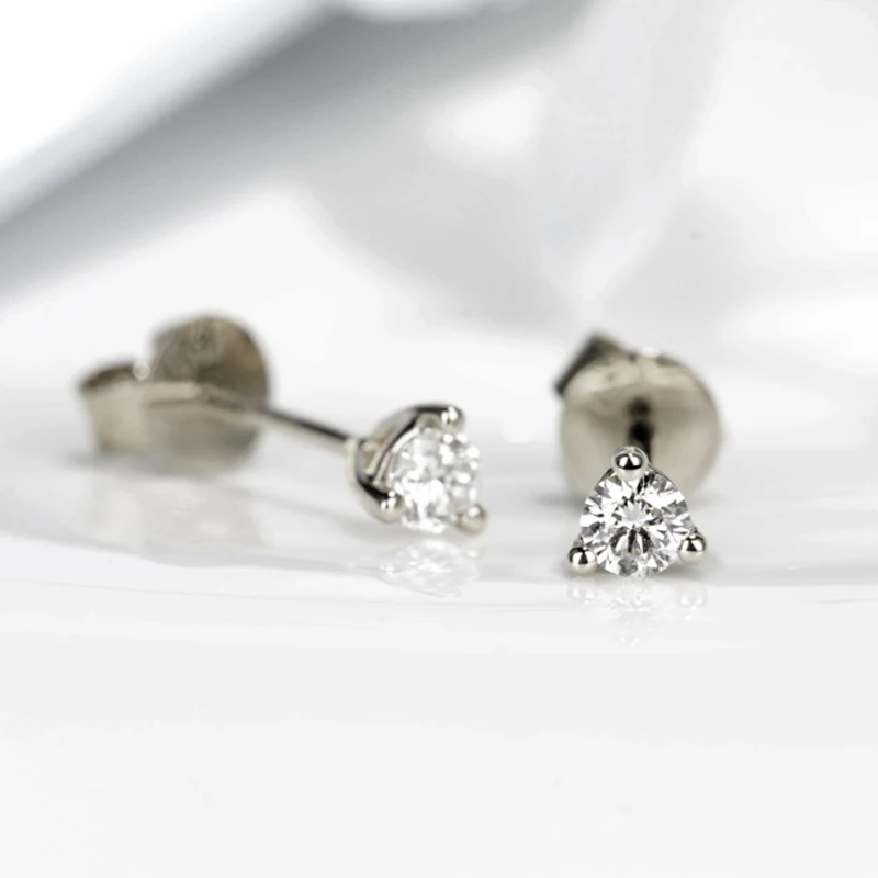 BAIHE Твердые 14 к розовое золото 0.10CT H/SI натуральные бриллианты обручальные модные трендовые ювелирные изделия элегантные уникальные круглые серьги-гвоздики - Цвет камня: White Gold