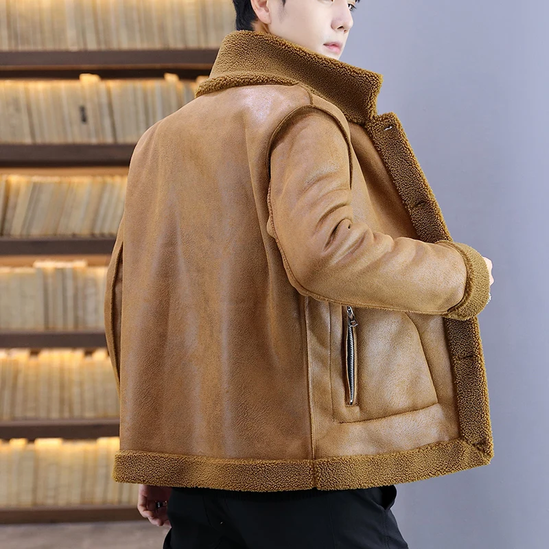 Зимнее мужское флисовое пальто из искусственного меха верхняя одежда теплая