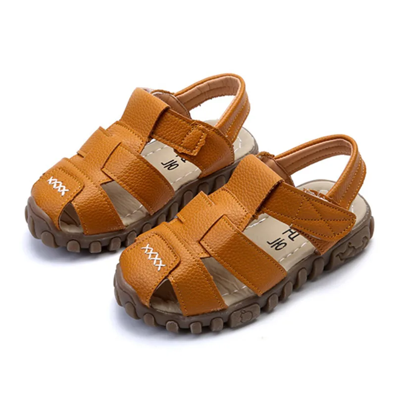 

Child Cover Toes Sandals Boys Cow Muscle Sole Shoes Summer Kids Soft Bottom Non-slip Plat Sandals Baby Girls Shoes Size 21-36
