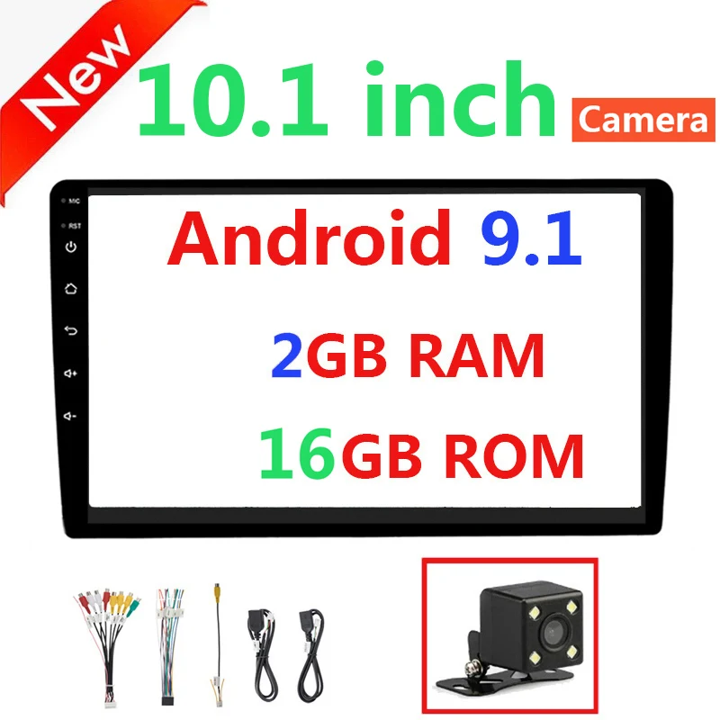 10.1in 9.1 2 16 Cam 10.1 inch Car Radio Android 8.1 Player 2 Din Autoradio Car Stereo Auto Wifi FM Bluetooth Navigation 2Din Gps 45 - Цвет: 10.1in 9.1 2 16 Cam
