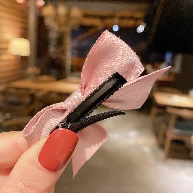 

2PCS Fashion Small Bow Ribbon Headdress Hairpin Cute Princess Korean Children's Bangs Clip Broken Hairpin Girl Baby PairClip