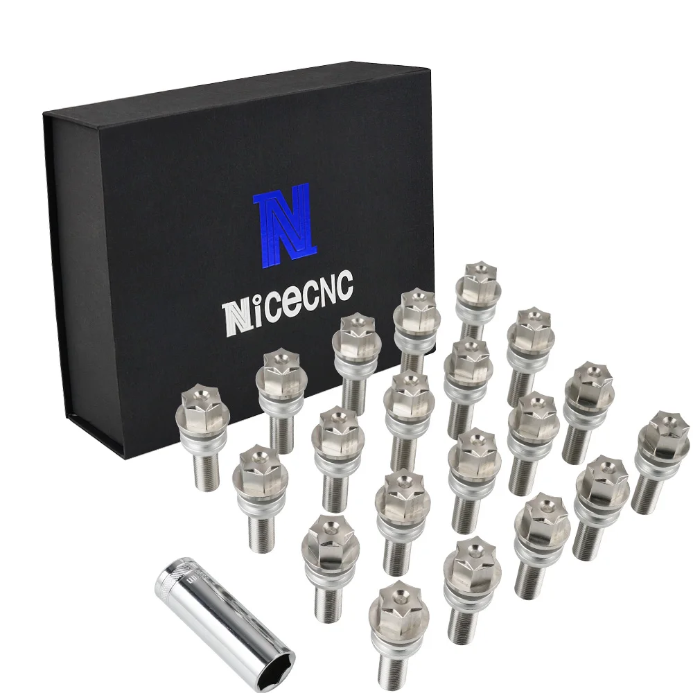 

NICECNC 304 Stainless Steel 14 MM x 1.5 Ball Seat Lugs Bolts For Audi Q7 06-15 For Porsche Cayenne