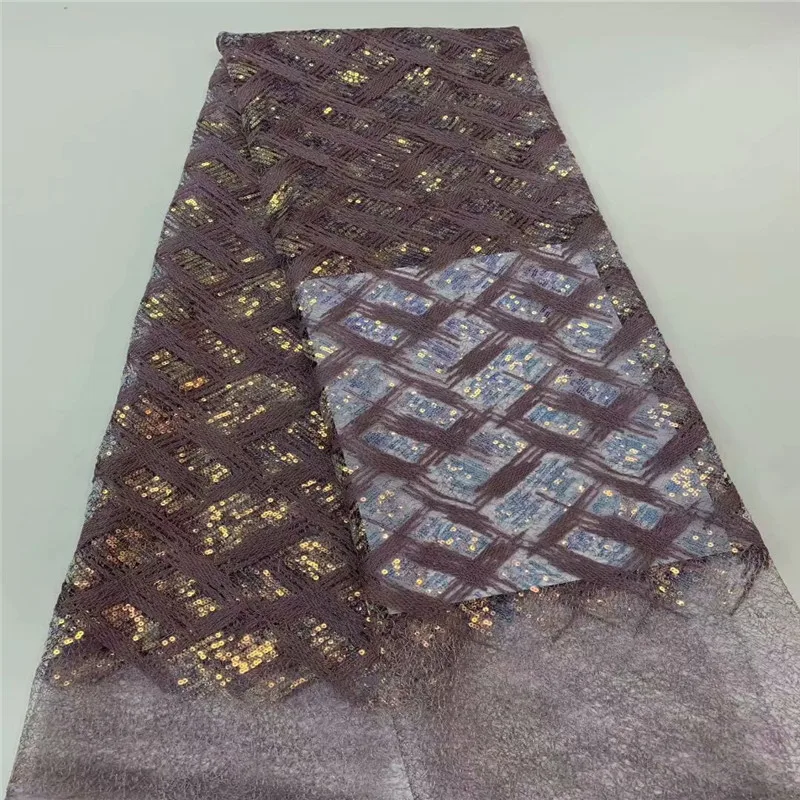 

2020 Latest Nigerian Sequins Laces Fabrics High Quality Tulle African Laces Fabric Wedding Dress French Lace Material 5y J17-22