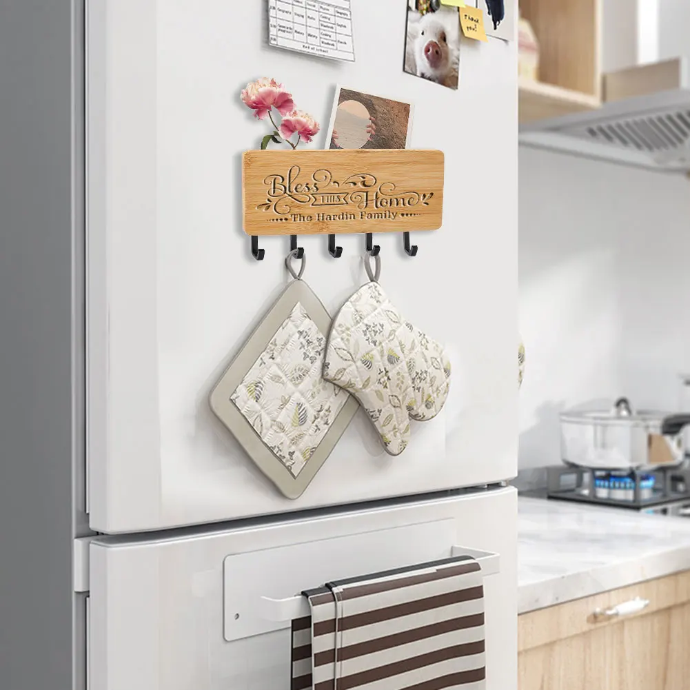 

Creative Content Customized Non-Folding Wooden Wall-Hung Refrigerator Sundries Storage Decorative Shelf Paste Type Convenient