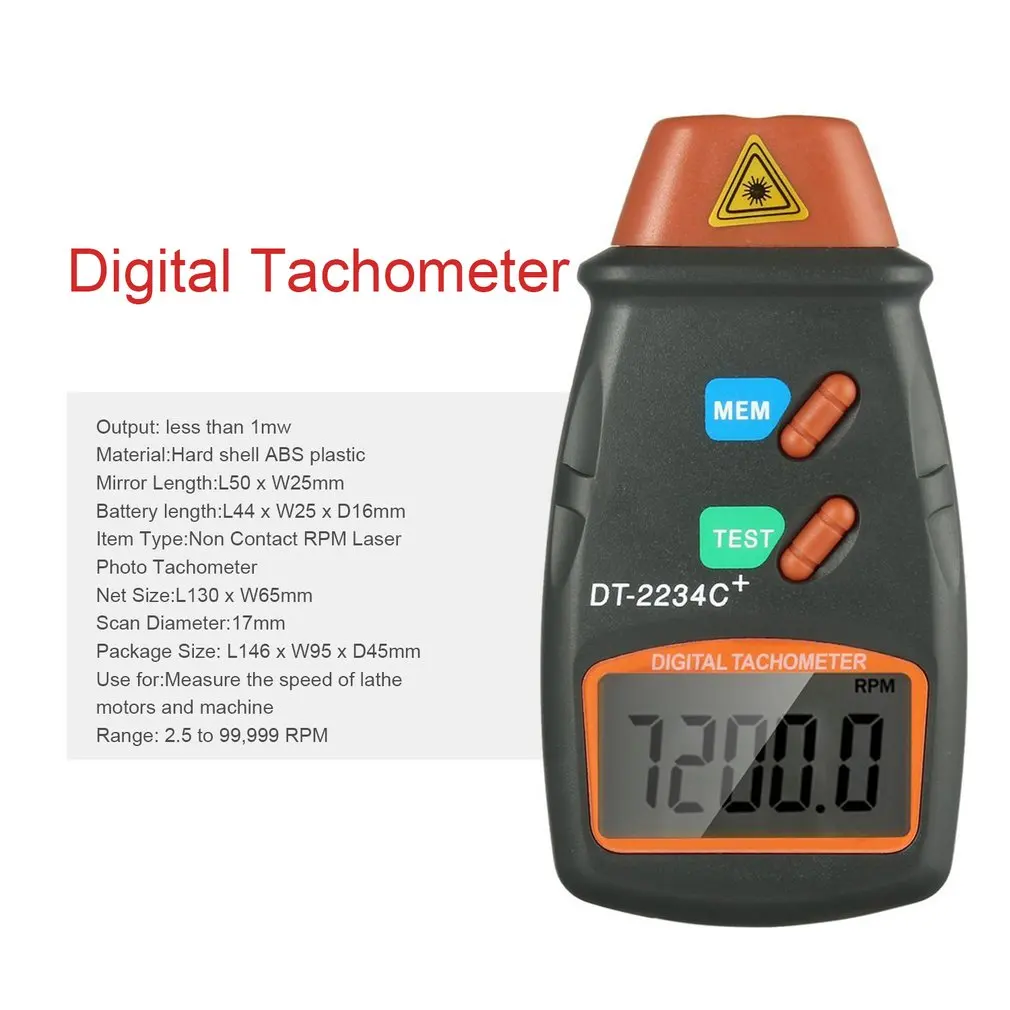 Digital Laser Photo Tachometer Non Contact RPM Tach Speedometer Speed Gauge Engine |