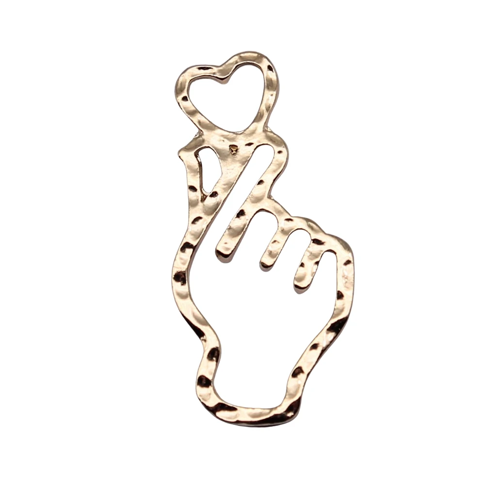 

4 шт. 17x34 мм Love Heart Подвески в виде жеста «Коза» электрофорез KC позолоченный для фото Ювелирная фурнитура