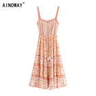 Женское винтажное пляжное платье с цветочным принтом, без рукавов, без бретелек