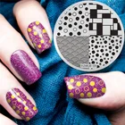 Пластины для стемпинга ногтей, трафареты для маникюра с листьями, цветами и полосками