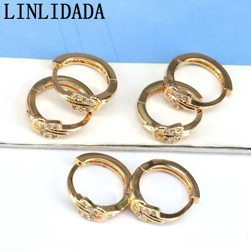 

5 Pairs, Gold Color Micro Pave CZ Zircon Circle Women Earring Temperament Buckle Earrings Birthday Gift