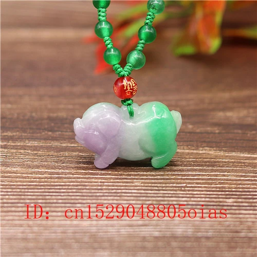 3D резной натуральный Изумрудный нефритовый поросенок кулон ожерелье Шарм жадеит