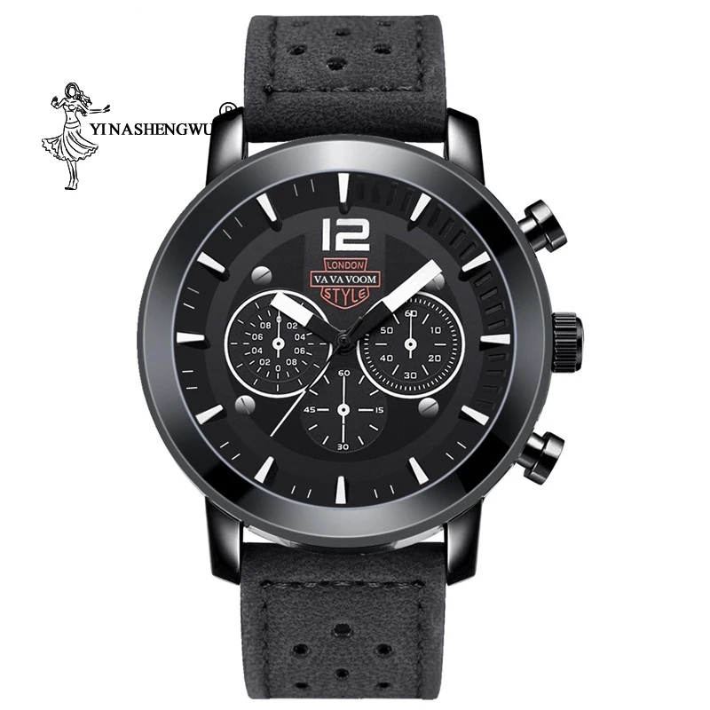 

Men's Watch Leisure Sports Luxury Waterproof Military Top Brand Watch Leather Quartz Watch