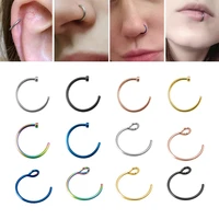 1 6pcs u shaped fake nose ring septum piercing stainless steel lip open type hoop stud horseshoe for women men body jewelry 20g