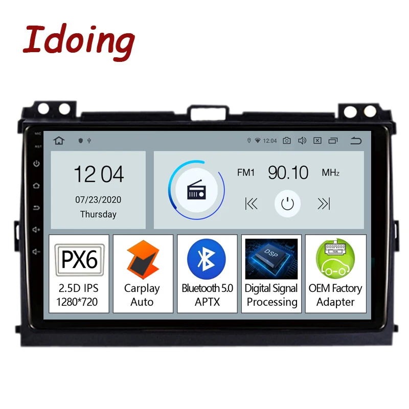 Автомагнитола Idoing PX6 9 дюймов Android мультимедийный плеер для Toyota Land Cruiser Prado 3 J120 2004