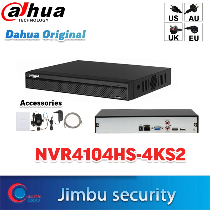 Сетевой видеорегистратор Dahua 4 к NVR видеомагнитофон 4ch NVR4104HS 4KS2 1080P HDMI и VGA P2P H.265 до 8MP