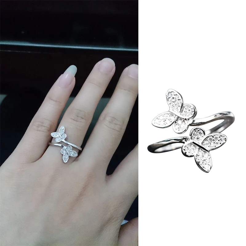 Женские новые модные кольца регулируемые на палец серебряного цвета стразы