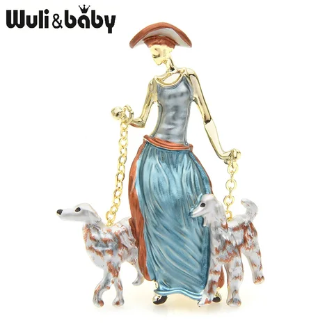 Wuli&baby брошь с двумя собаками