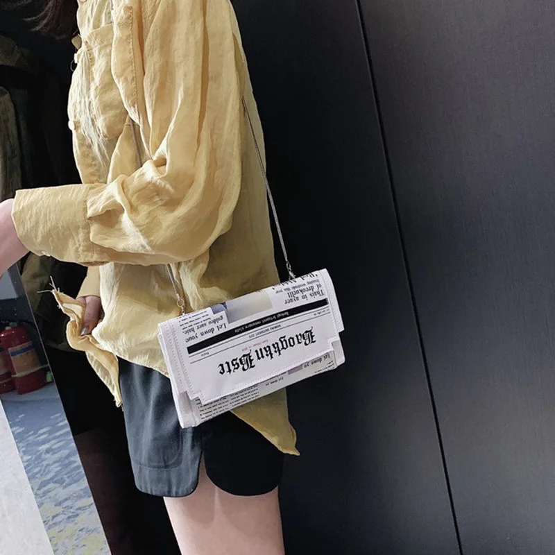 MoneRffi 2019 женская сумка Модная креативная искусственная кожа газетный конверт