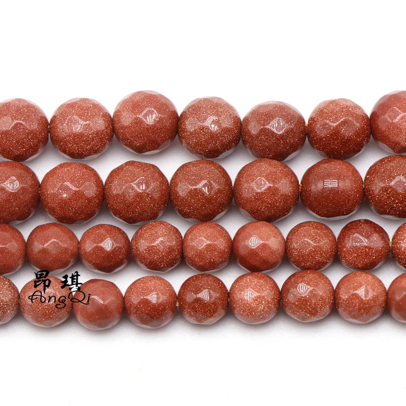 Круглые бусины с натуральным граненым золотым песком 16 дюймов 4 6 8 10 12 мм размер