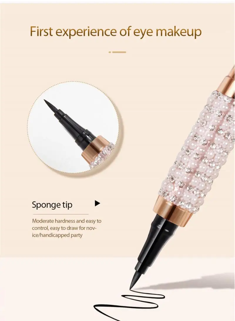 Быстросохнущего Черная Подводка для глаз ручка с бриллиантами волшебный ресниц