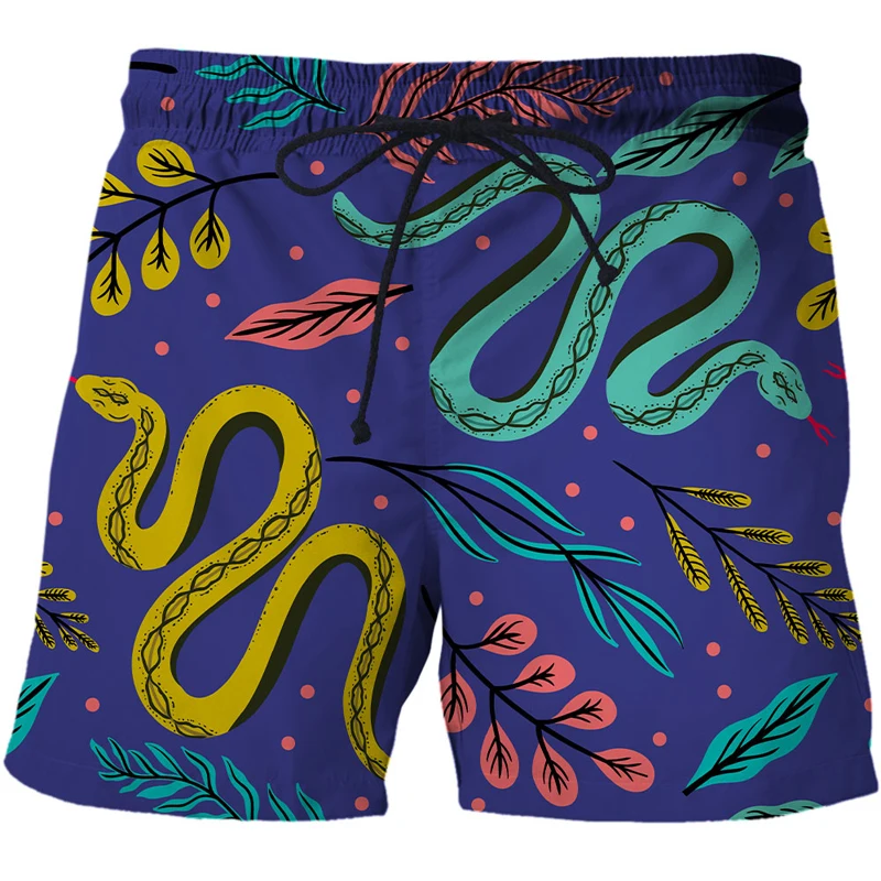 2021 New Summer Men Casual Shorts 3d Snake pattern Trousers Women/Men Swimming surfing shorts Men Funny Sport Pants men clothing