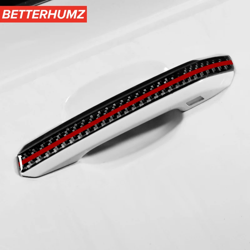 Betterhumz Car Styling Exterior Carbon Fiber Door Handle Anti-collision Strips Trim Cover For Audi A4 A5 2017-2022 Accessories | Автомобили