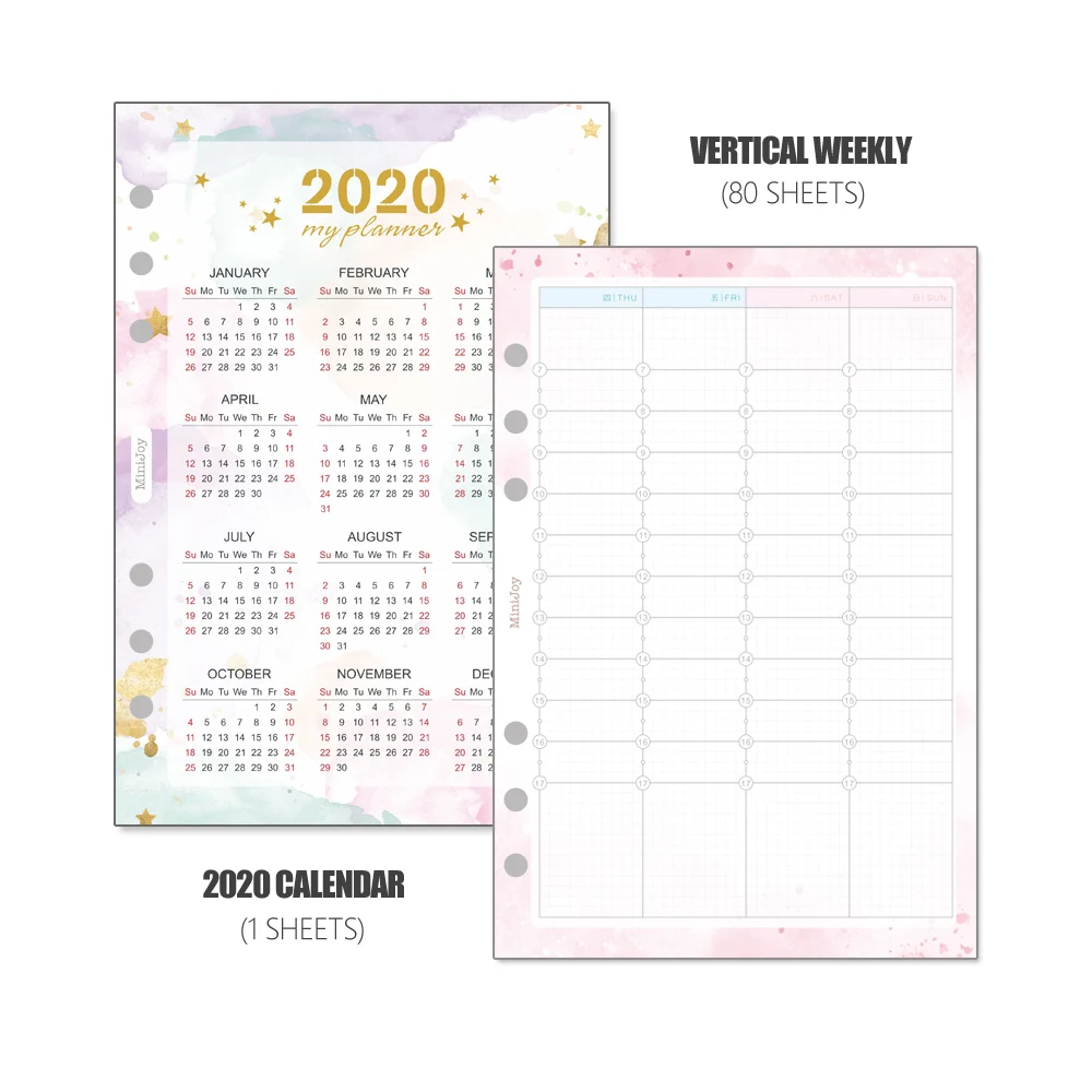 Weekly - 80 Sheets MyPretties фантазия вертикальный еженедельник заправка бумаги 40 листов A5 A6 наполнитель бумаги для 6 отверстий блокнот-Органайзер - Цвет: Weekly - 80 Sheets