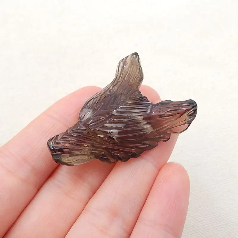 Кулон из натурального дымчатого кварца с головой волка 42x29x14 мм 16 г|pendants wholesale|pendant