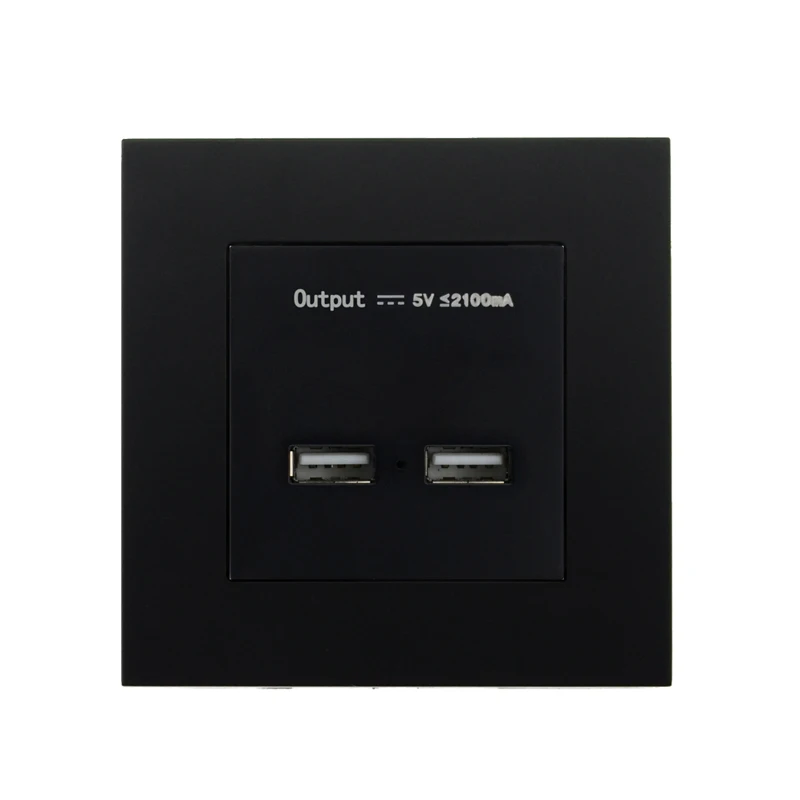 Double USB Socket Atlectric пластиковая панель розетка ЕС FR стандартная настенная розетка Usb 86 мм* 86 мм вилка электрическая розетка Франция Enchufe - Тип: Double USB Socket