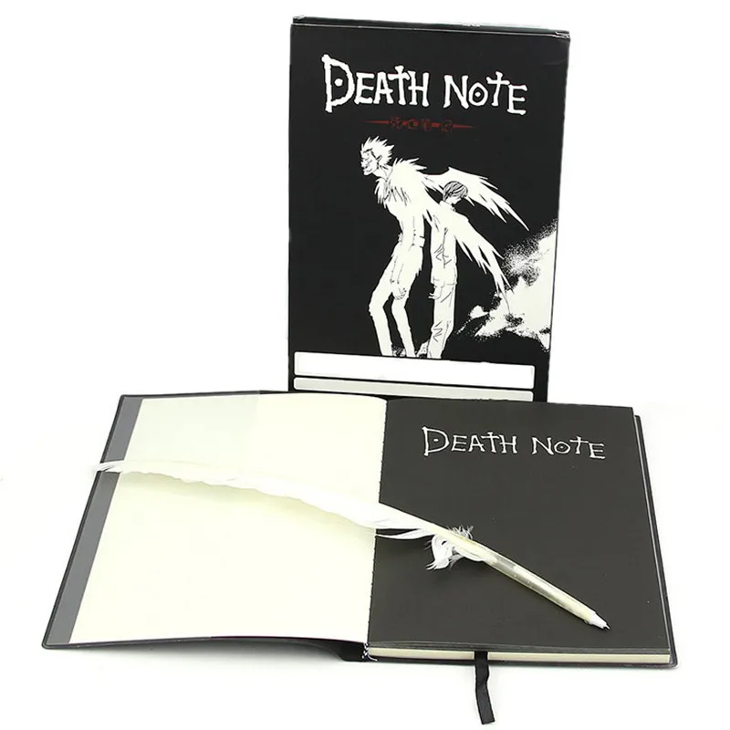 Набор из аниме Death Note кожаный журнал с перьями и ожерельем Подарочный блокнот |