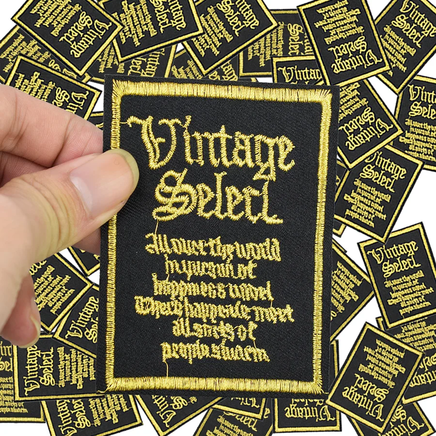 Золотые вышитые нашивки для одежды аппликация текста патчи утюга Швейные