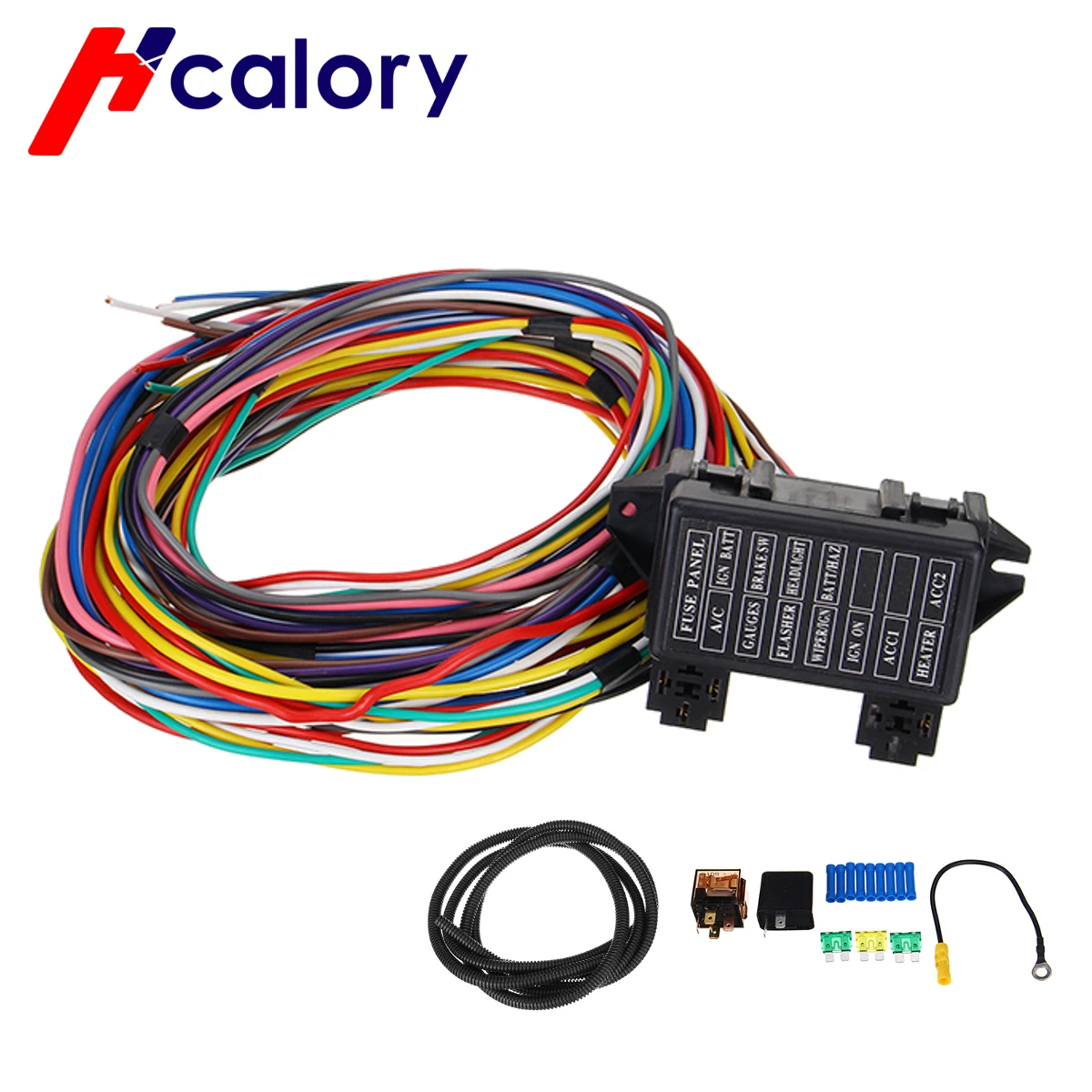 

14 Circuit Universal Wiring Harness 14 Fuse 12V Muscle Car Hot Rod Street Gauge XL Wires