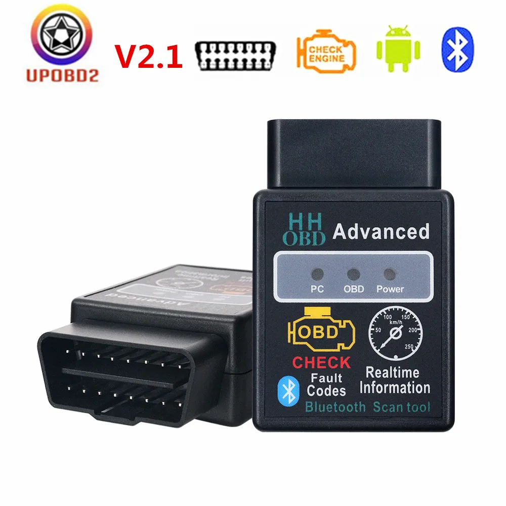 Мини ELM327 v2.1 OBD 2 Bluetooth интерфейс HH OBD Автомобильный считыватель кодов неисправностей elm 327 obd2 Bluetooth HHOBD многоязычный Android