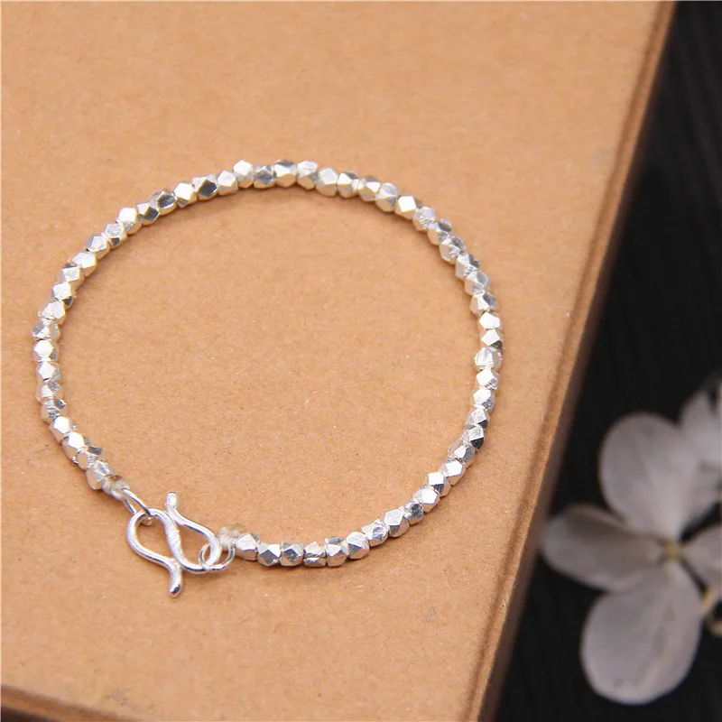 

Real S990 Full Silver Simple Irregular Three-Dimensional Geometric Broken Silver Bracelet MeiBaPJ Exquisite Gift Party Jewelry