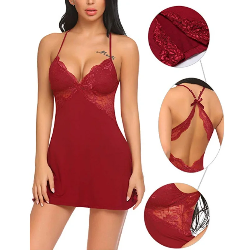 

Female Solid Color Nightgown Lady Sexy Spaghetti Strap Night Dress Women Nighties Sleeveless Sleepwear Nightwear Sexy Lingerie
