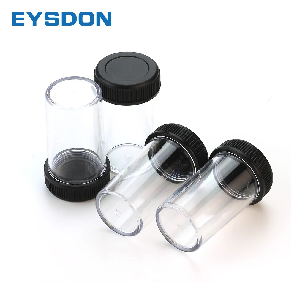 

4pcs Microscope Objective Lenses Box Plastic Lens Protective Case with RMS Threads