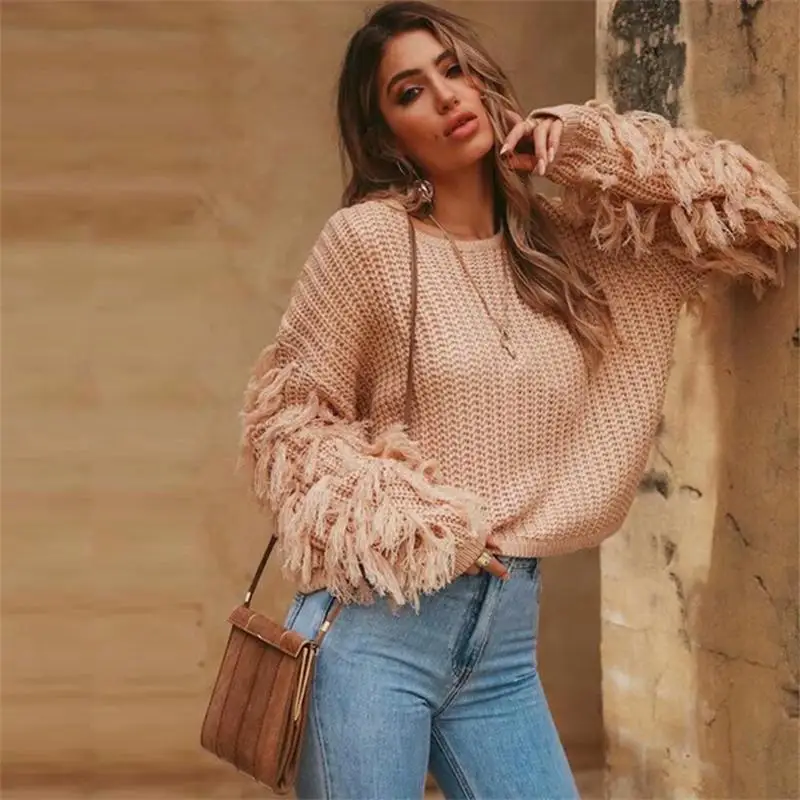 

Женский Осенний пуловер с длинным рукавом krasa