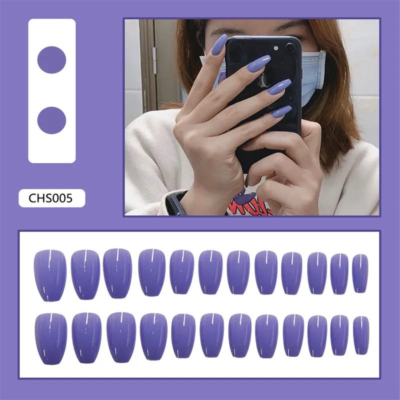 24 шт. длинные глянцевые накладные ногти | Красота и здоровье
