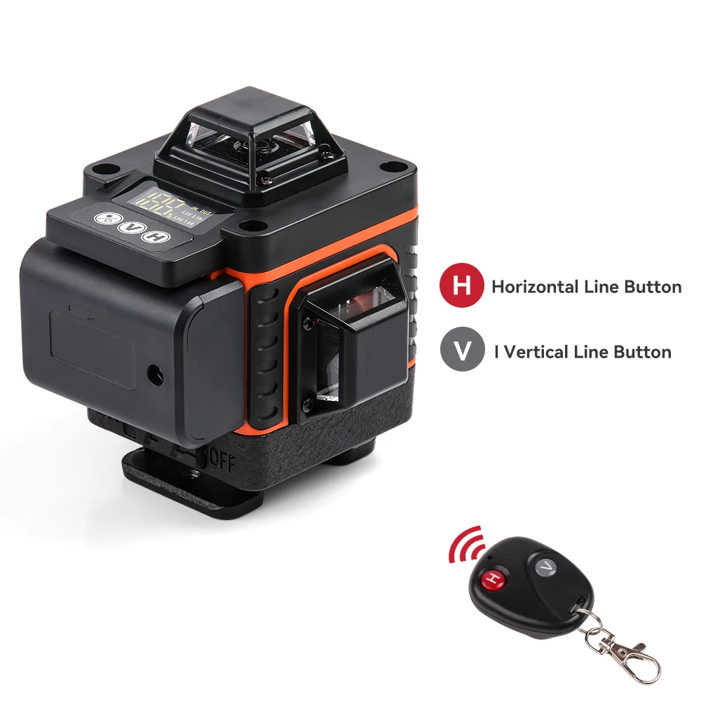 Супермощный зеленый лазерный уровень 16 линий 4D самонивелирующийся на 360 градусов